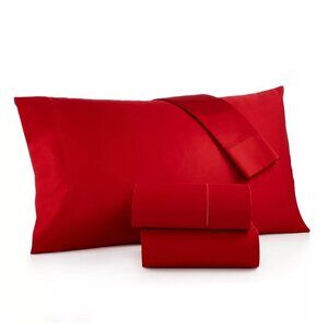 Charter Club 550 Damask Solid TC 100% Cotton KING Sheet Set in RED CURRANT color